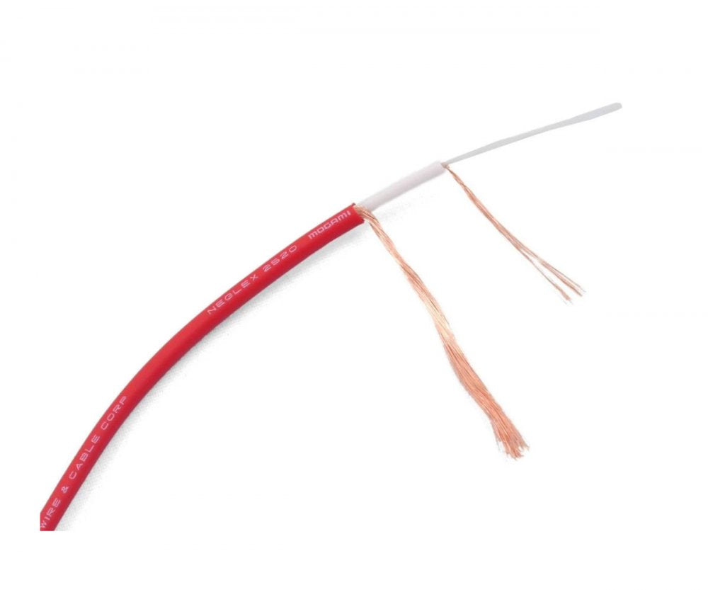 W2520 - 1c. 28awg Coaxial audio cable high performance, Red (price per roll - 164 feet)