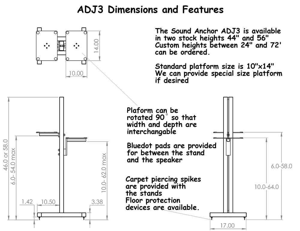 Sound Anchors ADJ3 - Pair 56" - Angle