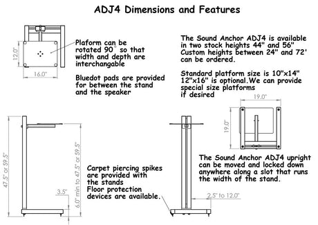 Sound Anchors ADJ4 - Pair 44" - Angle