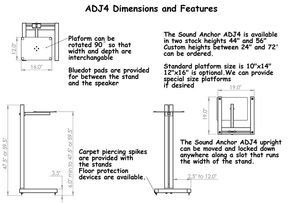 Sound Anchors ADJ4 - Pair 56" - Angle