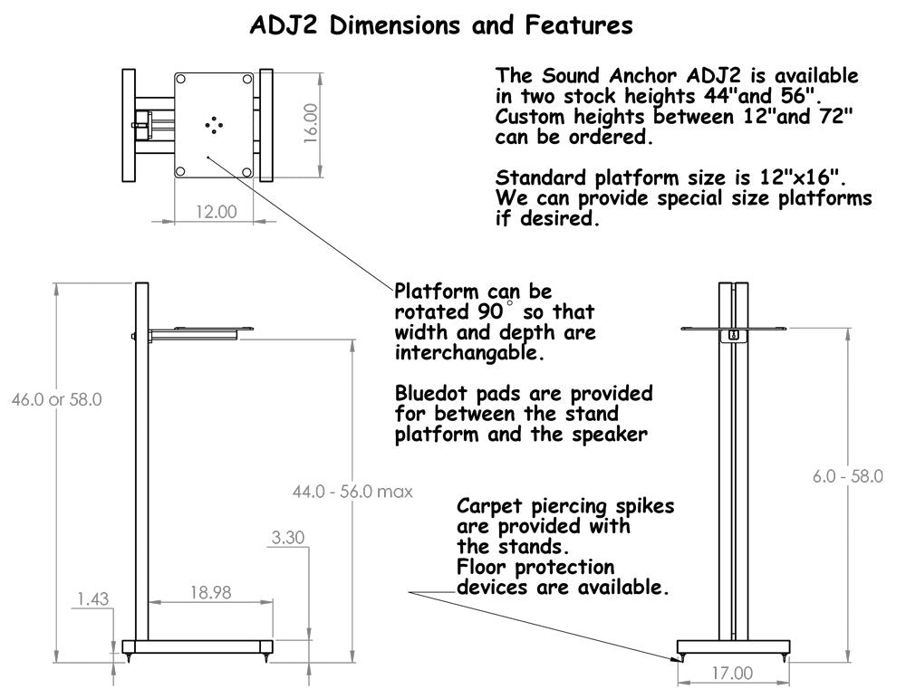 Sound Anchors ADJ2 - Pair 56'' - Angle